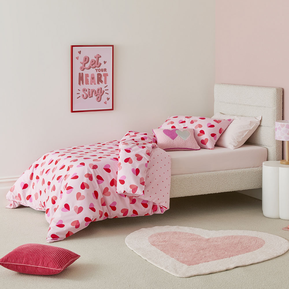 Adairs Kids - Sweet Heart Pink Stonewashed Quilt Cover Set | Adairs