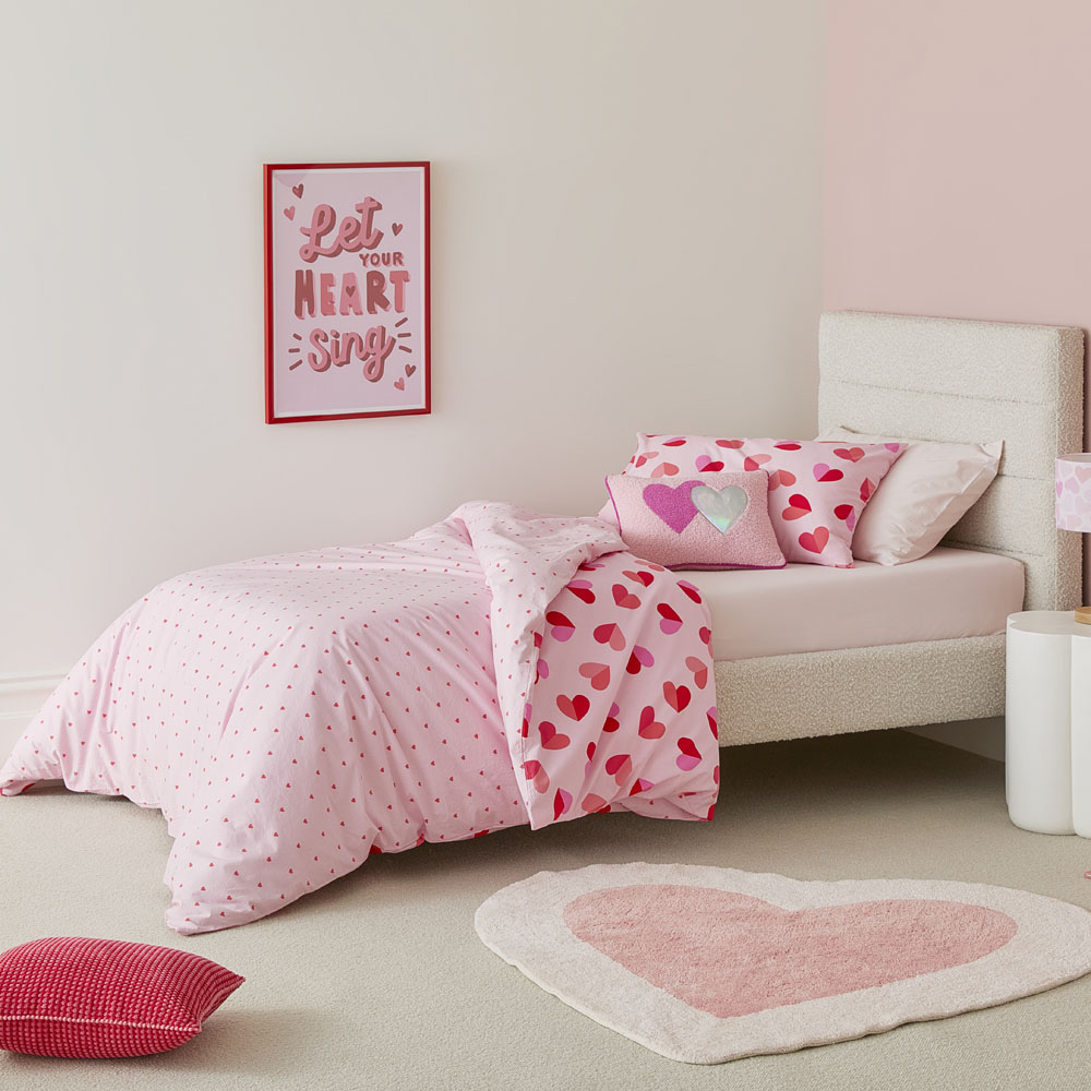 Adairs Kids Sweet Heart Pink Quilt Cover Set Adairs