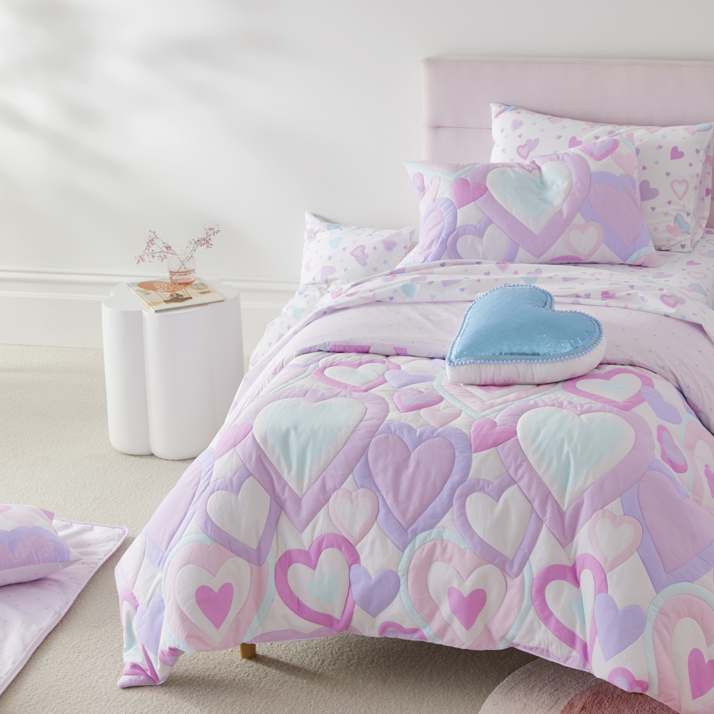 Adairs Kids I Heart You Lilac Quilt Cover Set Adairs