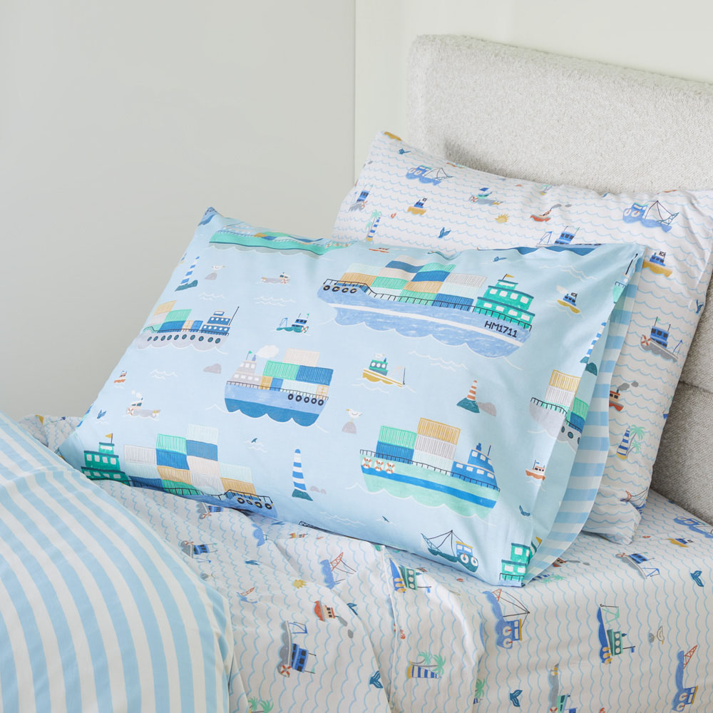 Adairs Kids Ships Of The World Light Blue Quilt Cover Set Adairs