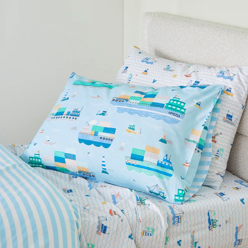 Ships Of The World Light Blue Quilt Cover Set