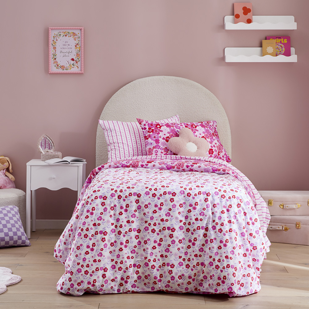 Adairs Kids Make It Bloom Pink Quilt Cover Set Adairs