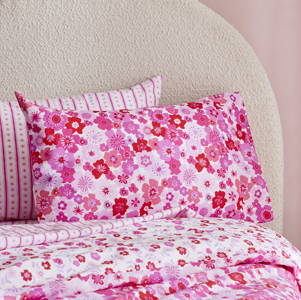 Adairs Kids Make It Bloom Pink Quilt Cover Set Adairs
