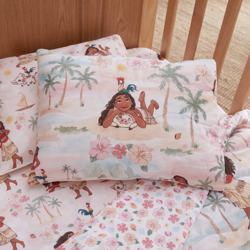 Adairs Kids Disney Moana Loves The Sea Sunset Quilted Cot Quilt Cover Set Adairs
