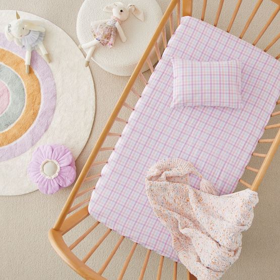 Ryder Yarn Dyed Sherbet Gingham Cot Fitted Sheet Set