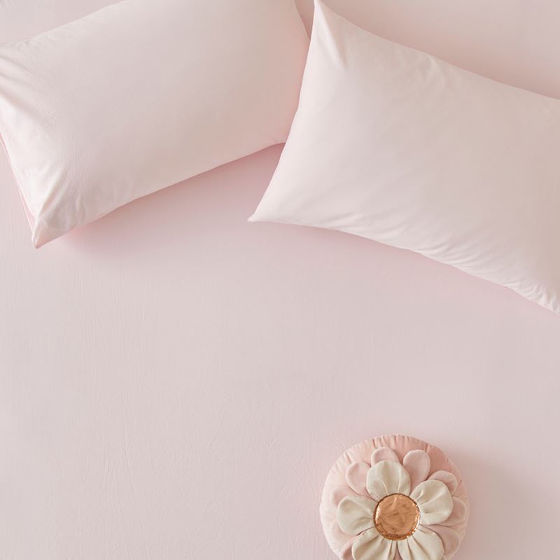 Stonewashed Cotton Marshmallow Pink Fitted Sheet Set