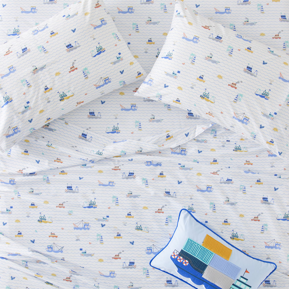Adairs Kids Set Sail White Sheet Set Adairs