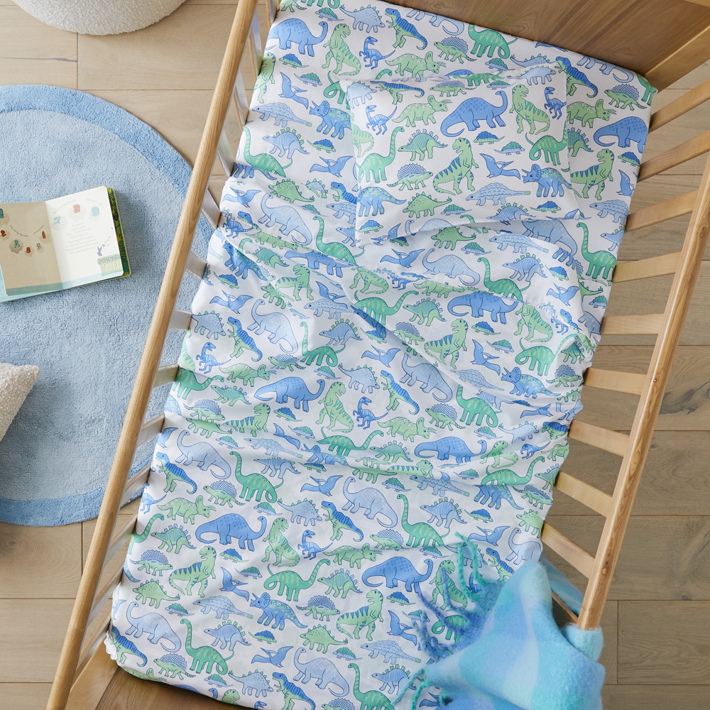 Adairs Kids Happy Little Dinos Multi Cot Sheet Set Adairs