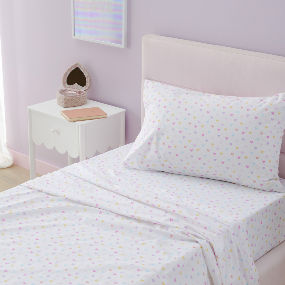 Adairs Kids Rainbow Love White Sheet Set Adairs
