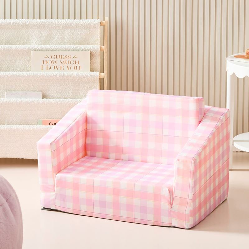 Adairs Kids - Gingham Pink Flip Out Sofa, Kids Furniture