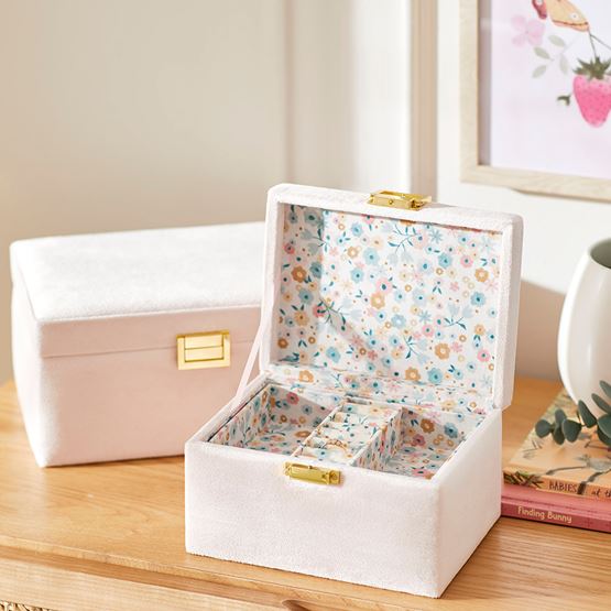 Velvet Pink Floral Jewellery Box