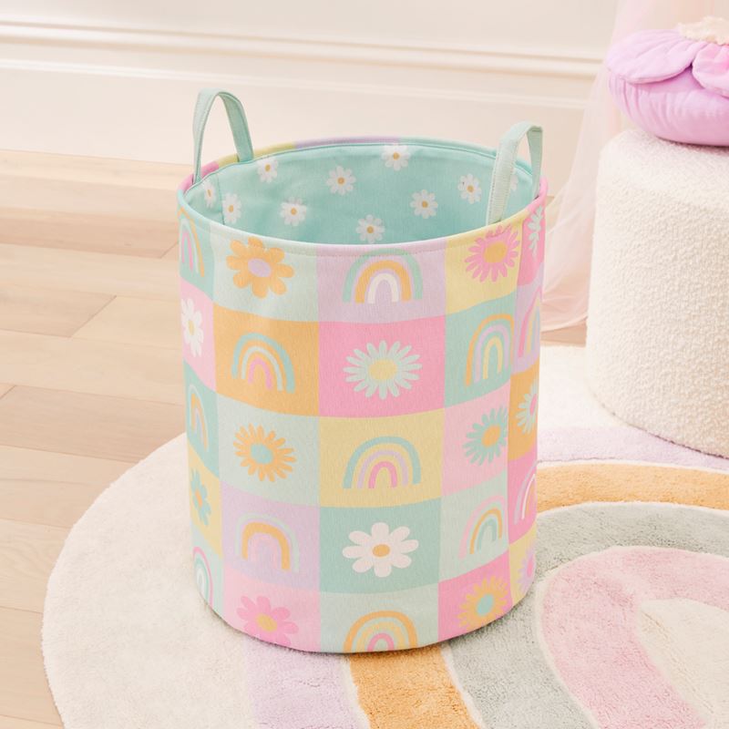 Adairs Kids - Sunshine & Rainbows Pastels Designer Printed Basket | Adairs