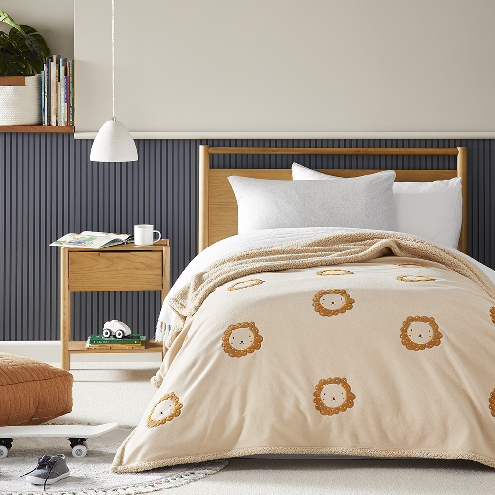 Adairs Kids Fleecy Natural Lion Blanket Homewares Adairs