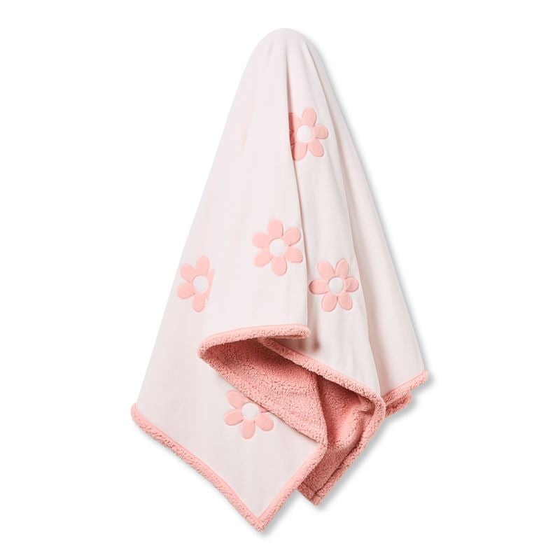 Adairs Kids - Fleecy Pink Daisy Blanket | Homewares | Adairs