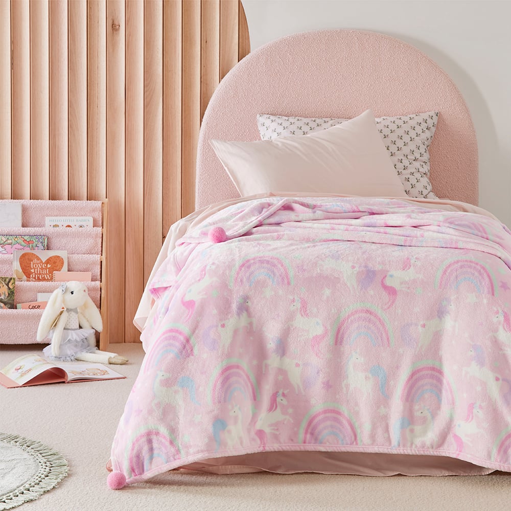 Adairs Kids Novelty Ultra Soft Unicorn Squad Blanket Adairs