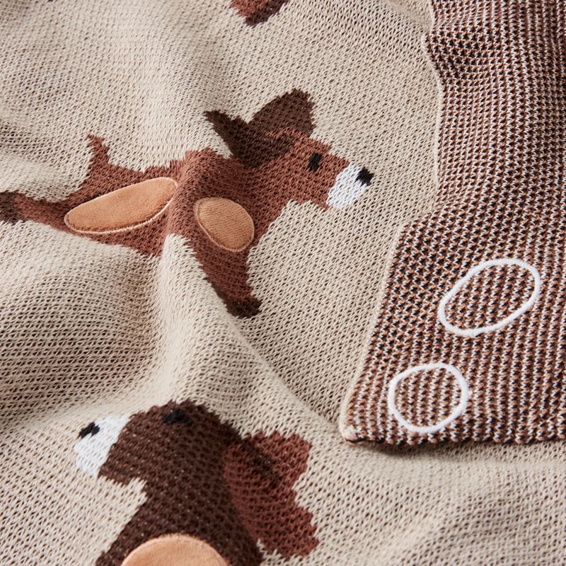 Puppy Love Natural Applique Knitted Throw