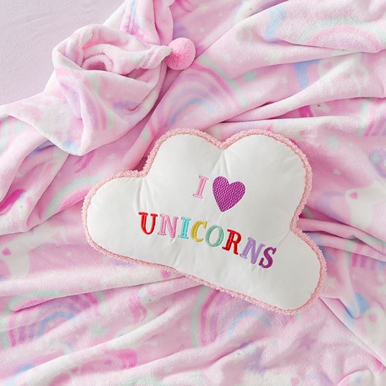 Kids Boucle I Love Unicorns Cushion