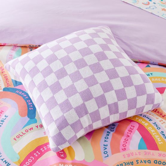 Check Lilac Knit Cushion