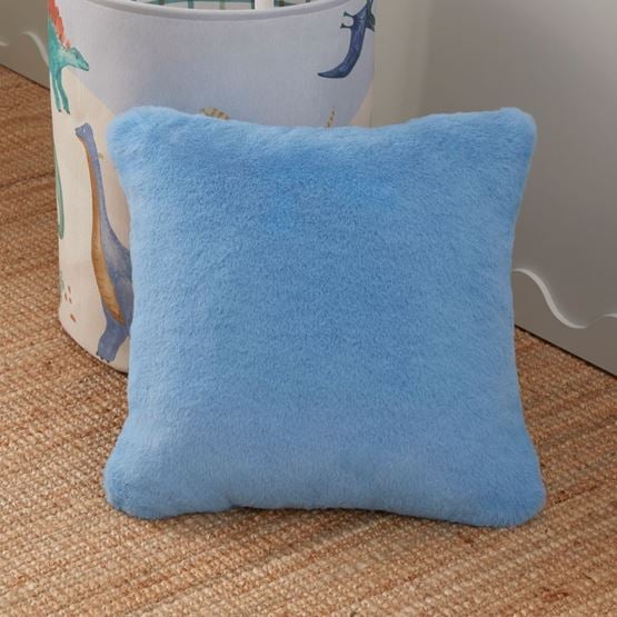 Frankie Blue Chambray Faux Fur Cushion