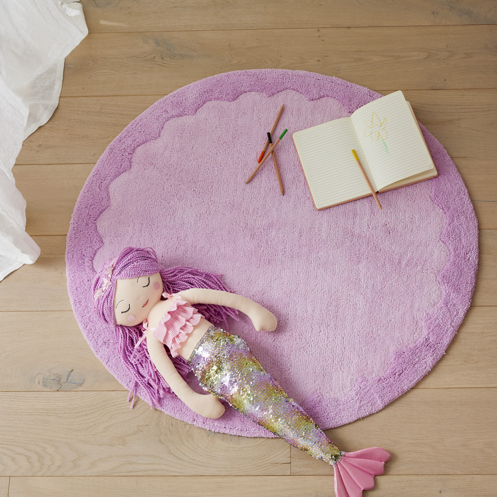 Adairs Kids Reece Lilac Scallop Rug Adairs