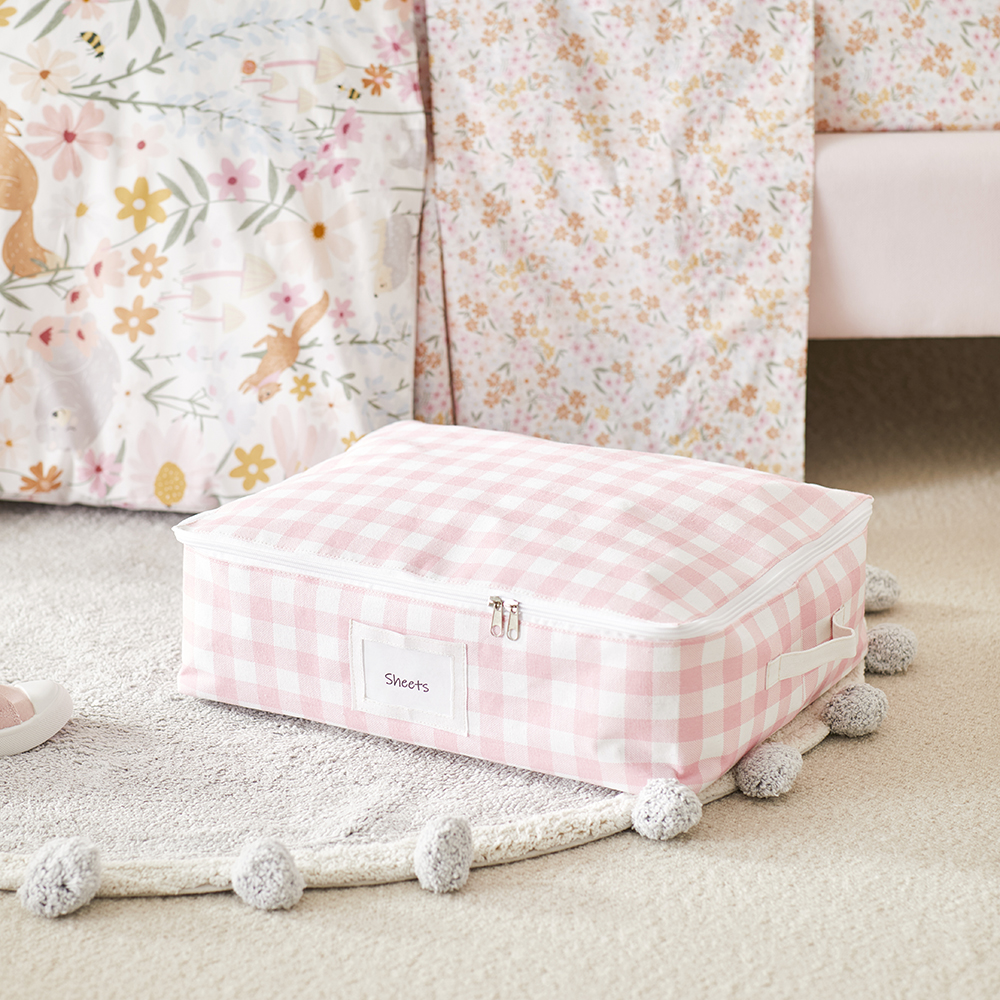 Adairs Kids Pink Gingham Storage Bag Adairs
