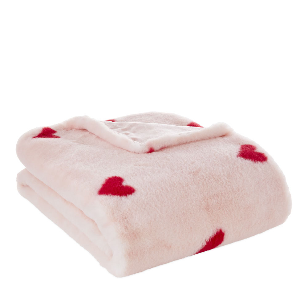 Adairs Kids - Faux Love Heart Rabbit Fur Throw | Adairs