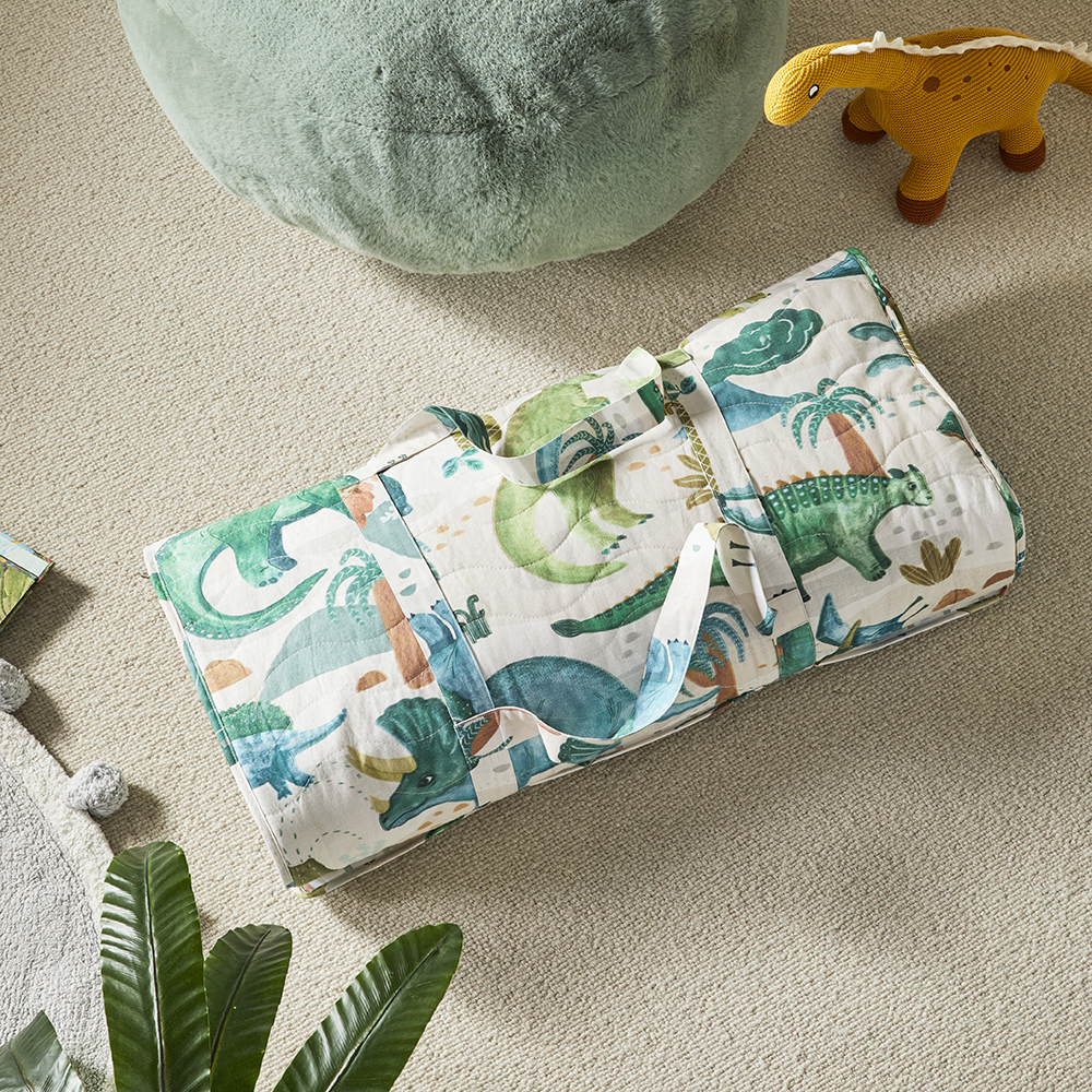 Adairs Kids Dino Explore Natural Sleepover Sleeping Bag Adairs