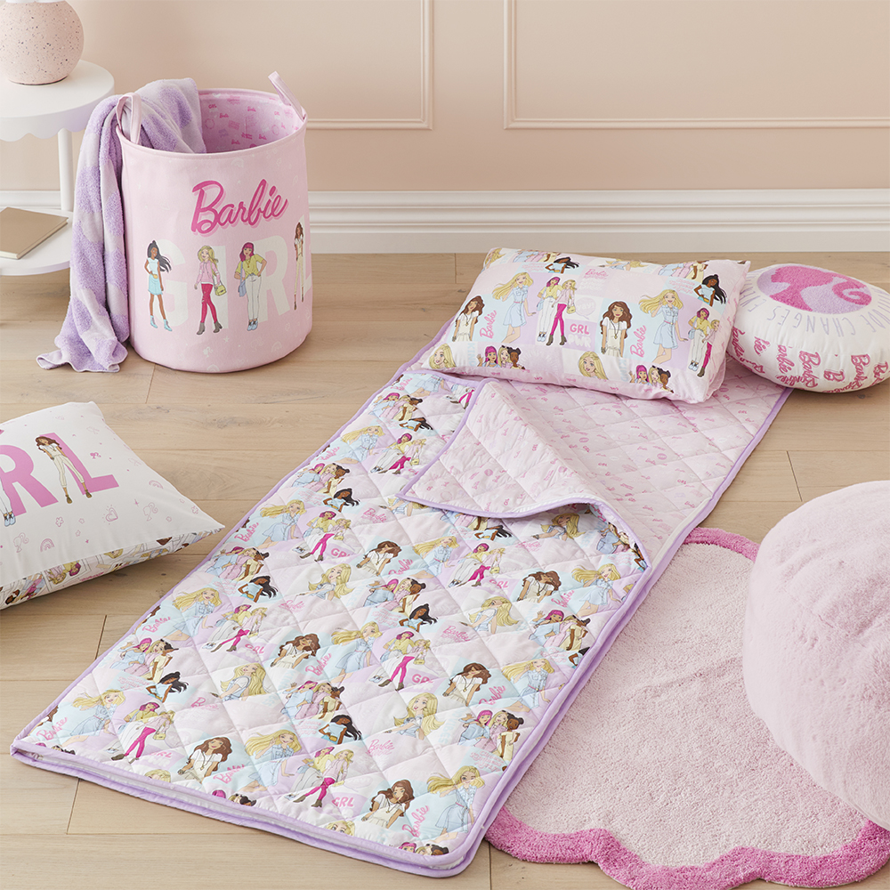 Adairs Kids Mattel Barbie Kind Vibes Multi Sleeping Bag Adairs
