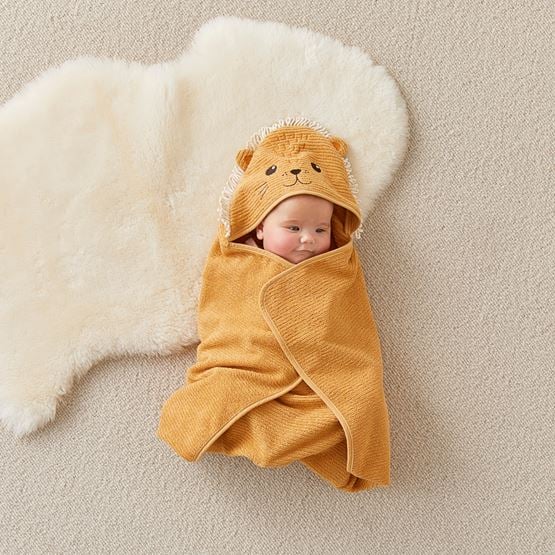 Baby Bath Time Lion Hooded Towel