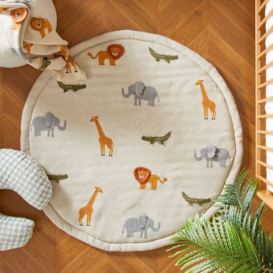 Interactive Jungle Animals Knitted Play Mat
