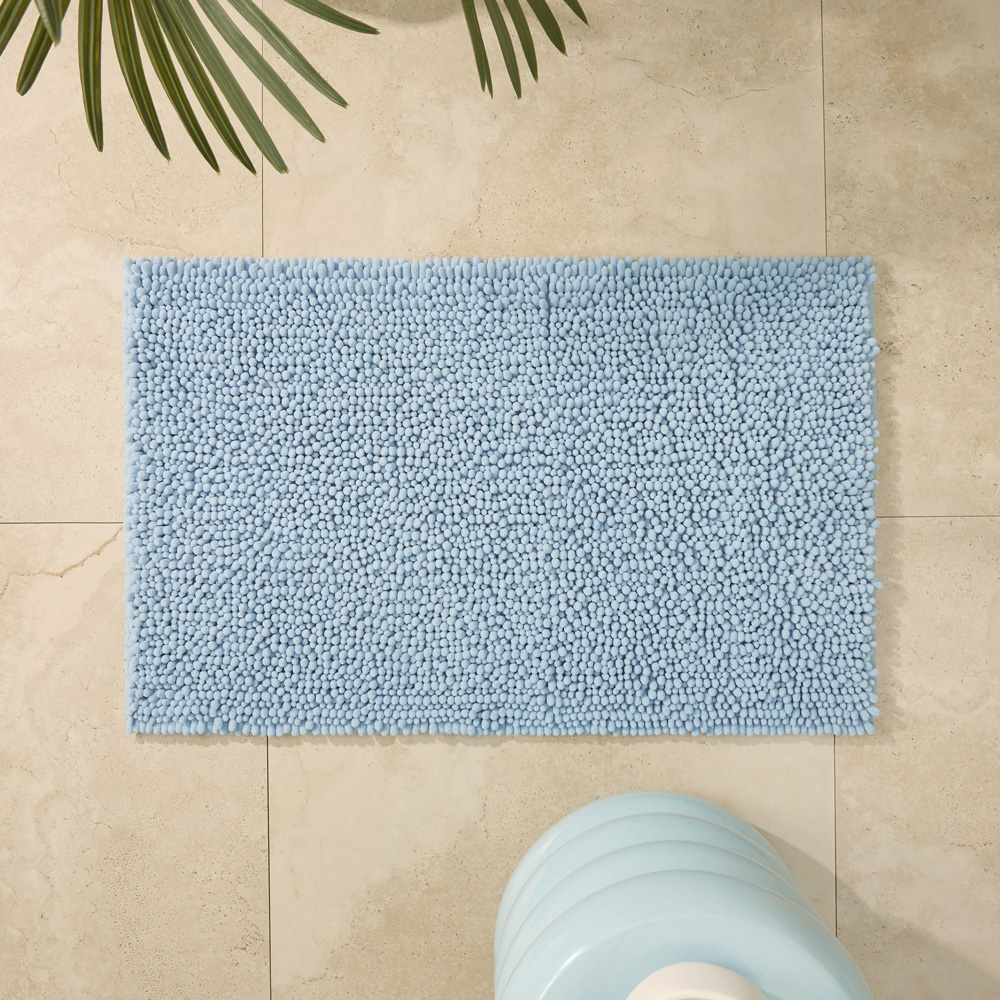 Microplush Chambray Blue Bobble Bath Mat Adairs