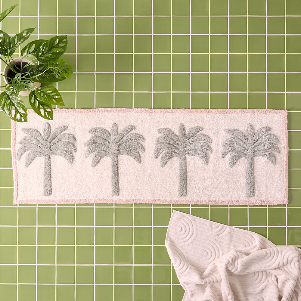 Palm Tree Seafoam Multi Bath Runner Adairs