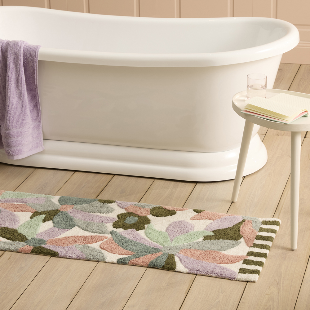 Bath Runner Raspberry Garden House Aqua Multi Bath Runner | Adairs