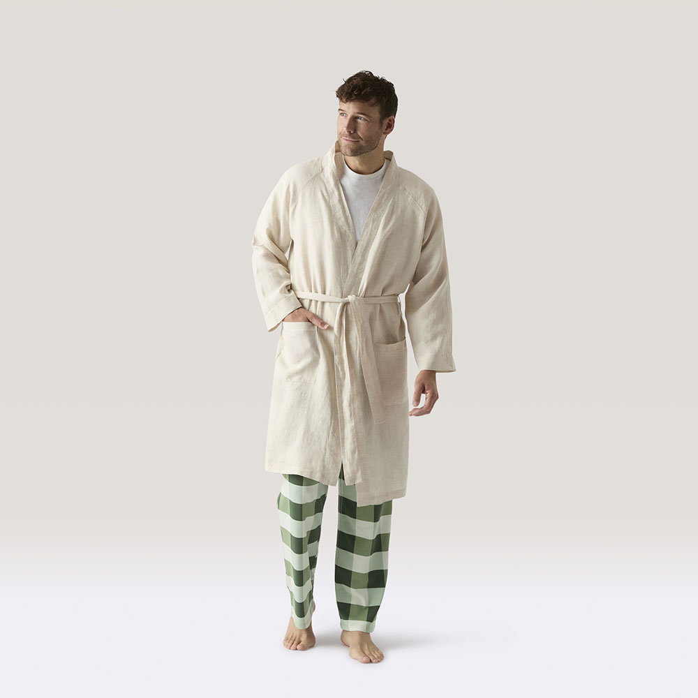 Vintage Washed Natural Linen Robe | Adairs