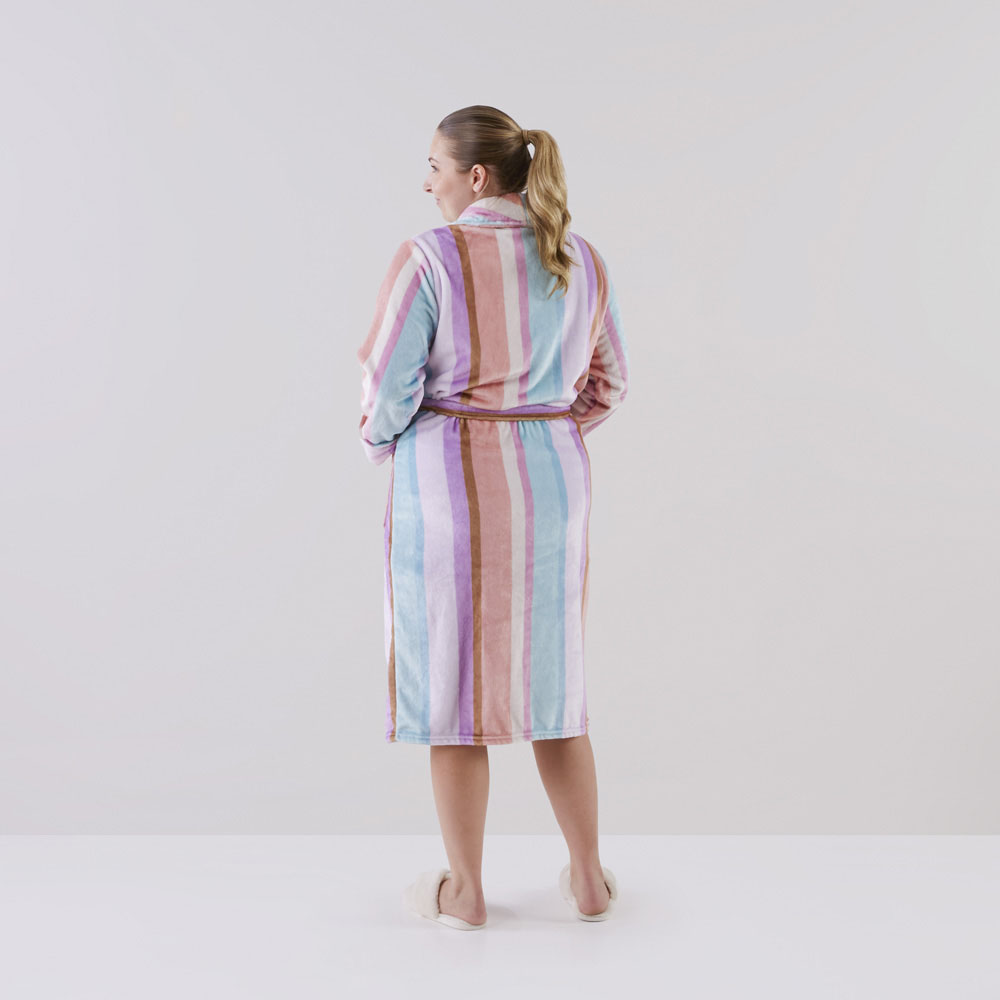 Printed Ultra Soft Neapolitan Multi Stripe Robe Adairs