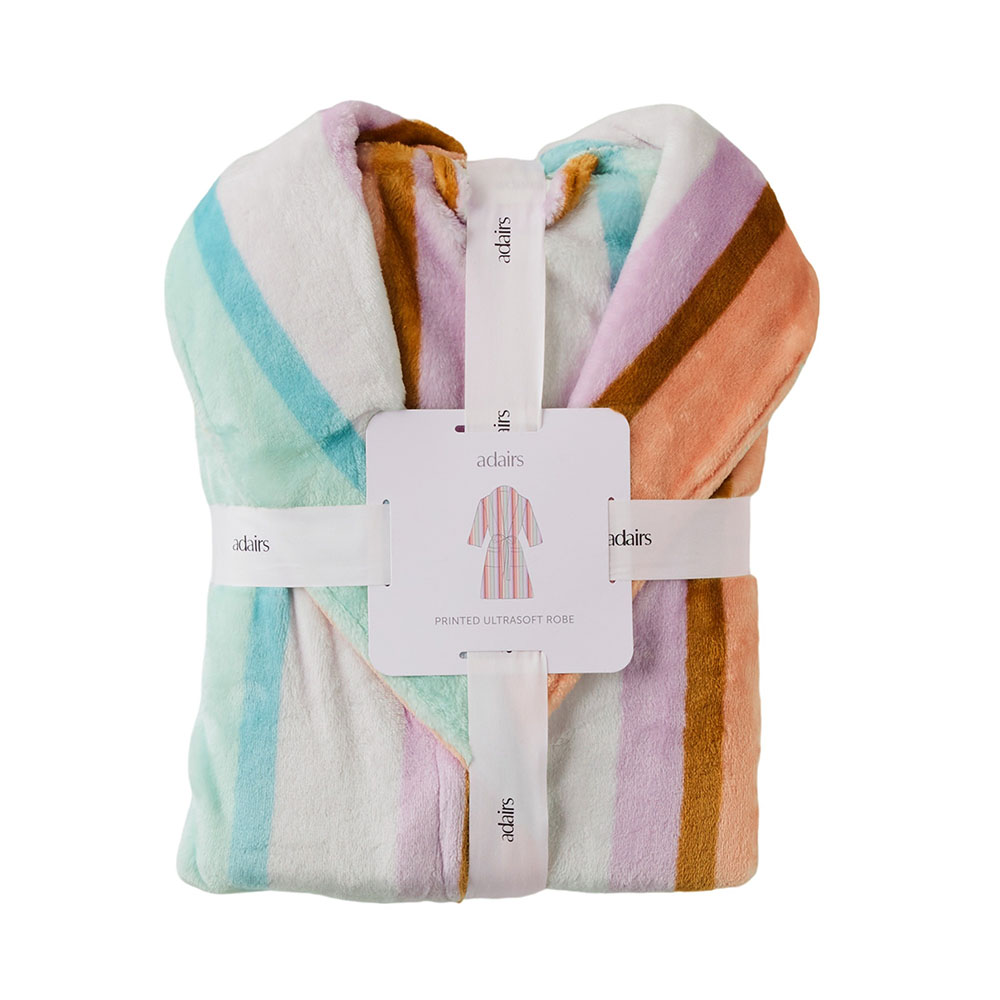 Printed Ultra Soft Neapolitan Multi Stripe Robe Adairs