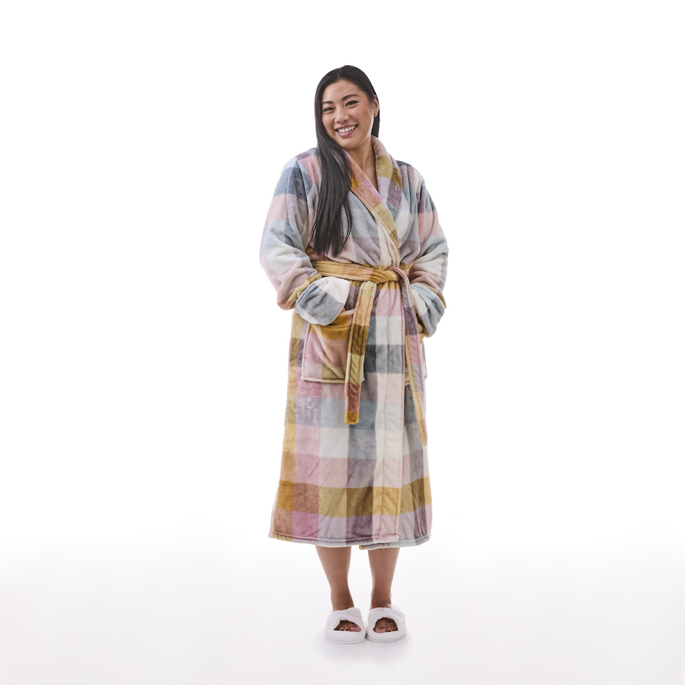 Printed Ultra Soft Multi Soulful Check Robe | Adairs