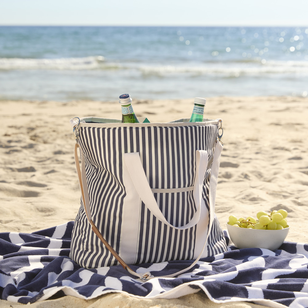 Large Navy Stripe Beach Cooler Bag | Adairs Large Navy Stripe Beach Cooler Bag | Adairs