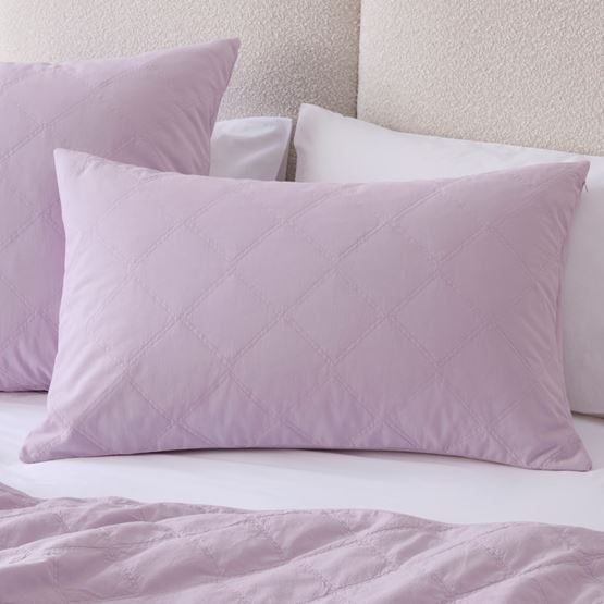 Stonewashed Cotton Lilac Quilted Pillowcases