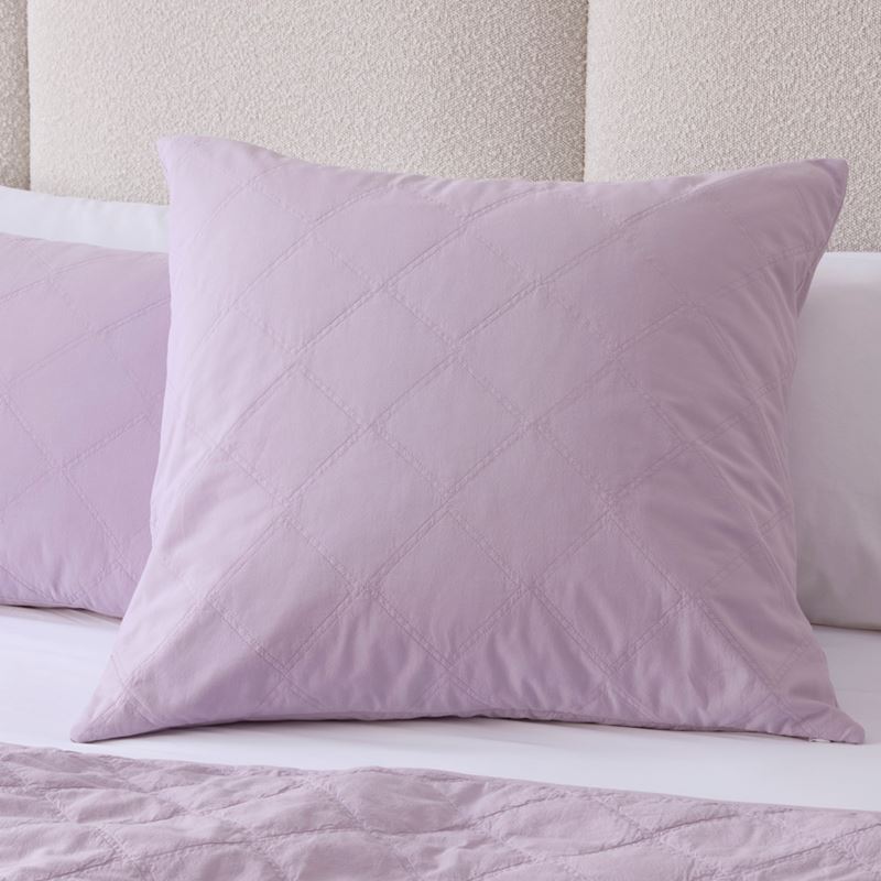 Stonewashed Cotton Lilac Quilted Pillowcases