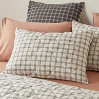 Stonewashed Cotton Charcoal Grid Quilted Pillowcases