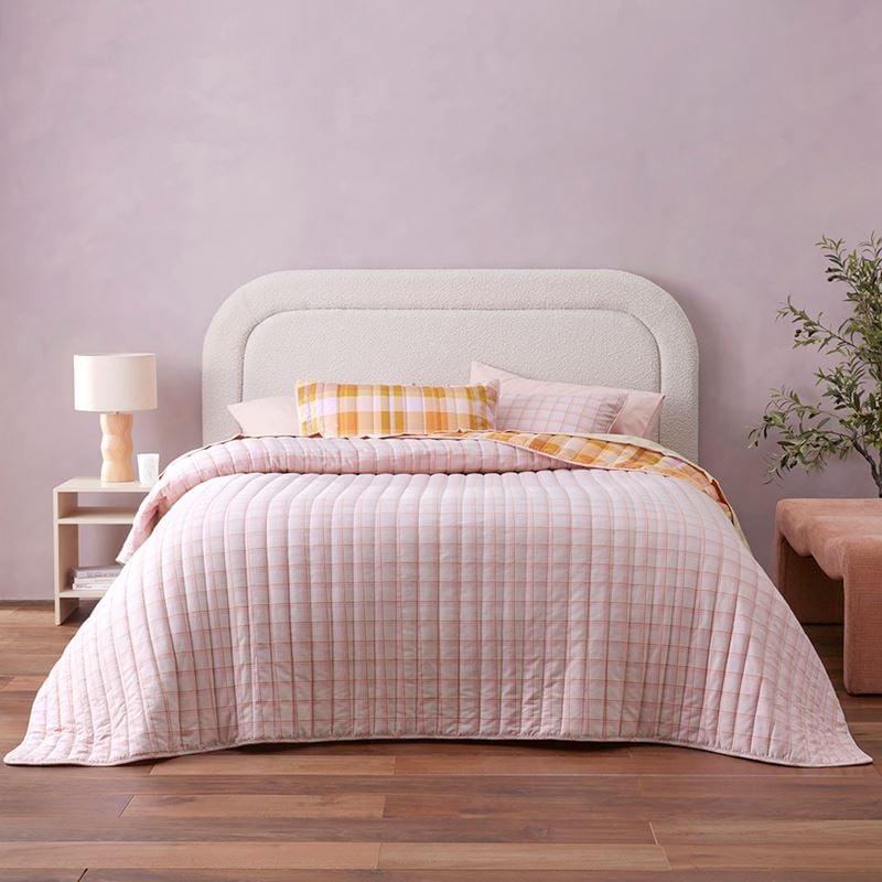 Flannelette Printed Melrose Check Spice Quilted Coverlet Separates