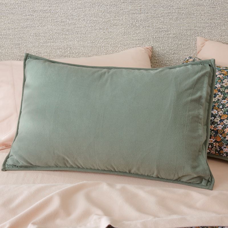 Flannelette Printed Libertine Floral Green Quilted Pillowcases
