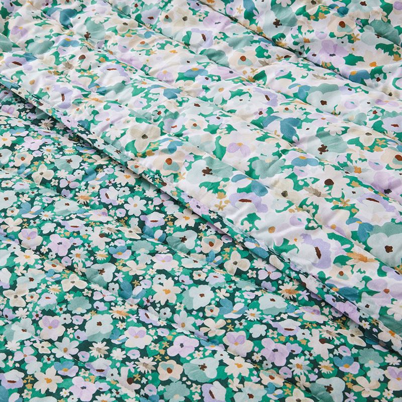 Holly Green Floral Quilted Coverlet Separates