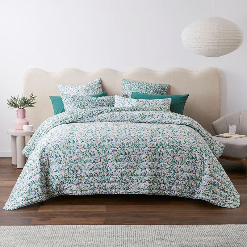 Holly Green Floral Quilted Coverlet Separates