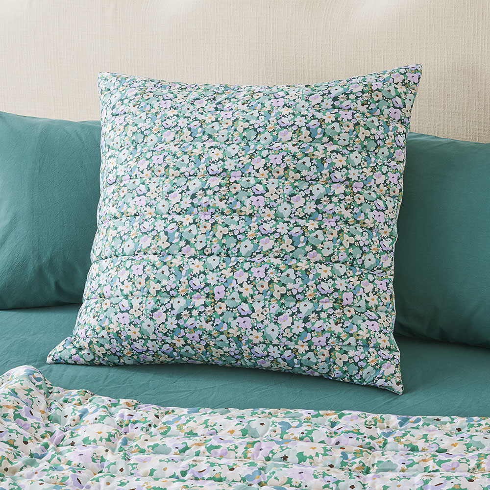 Holly Green Floral Quilted Coverlet Separates Adairs