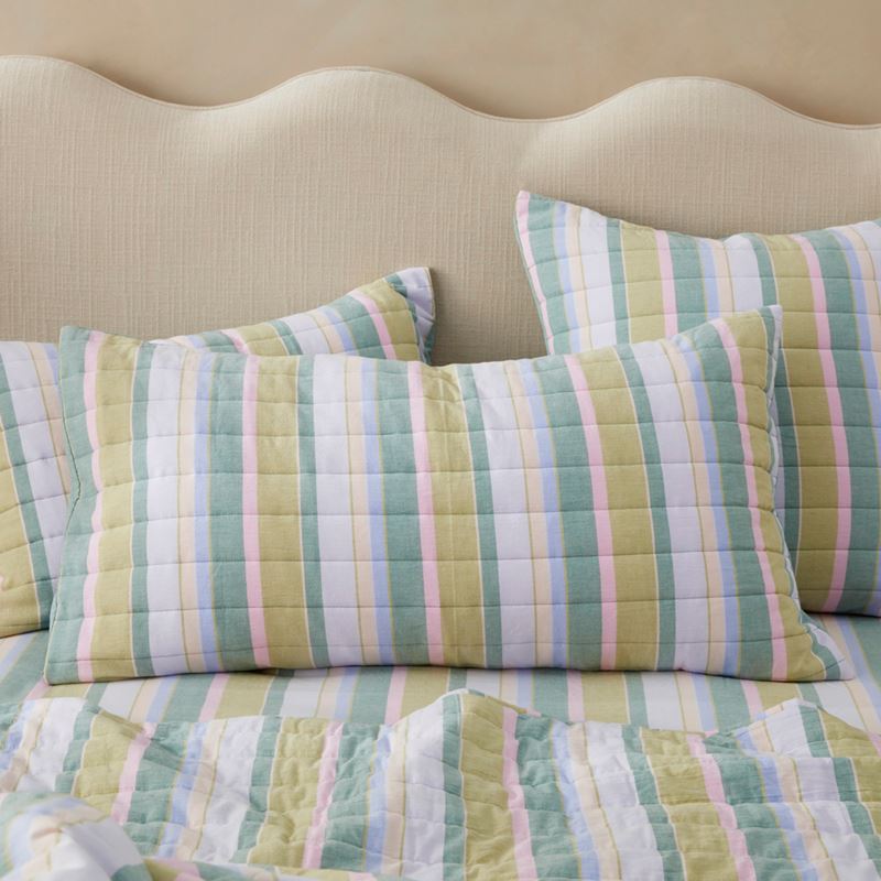 Sephora Stripe Garden Green Quilted Pillowcases