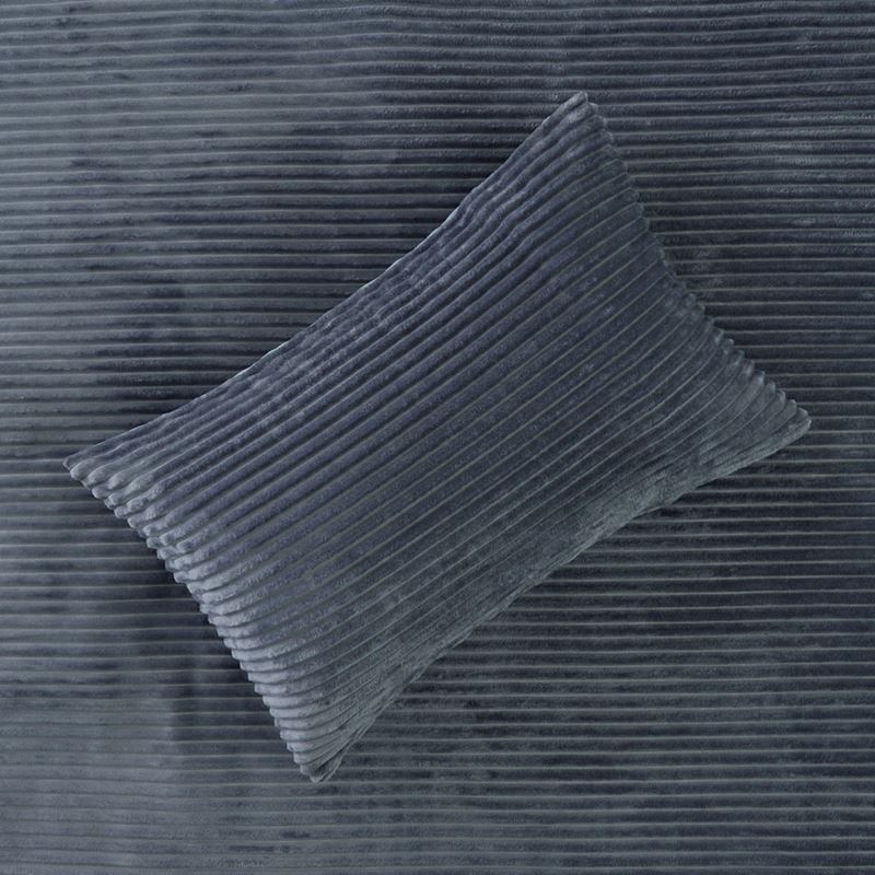 Steel Blue Fur Ribbed Quilt Cover Set