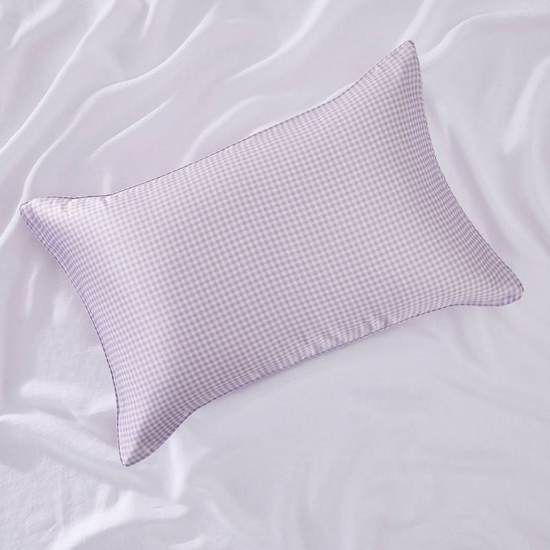 Lilac Gingham Pure Silk Printed Pillowcase