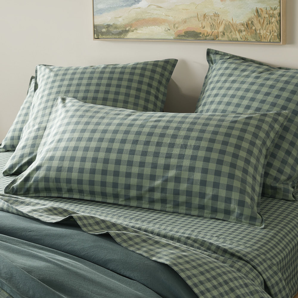 Stonewashed Cotton Gumleaf Gingham Pillowcases Adairs